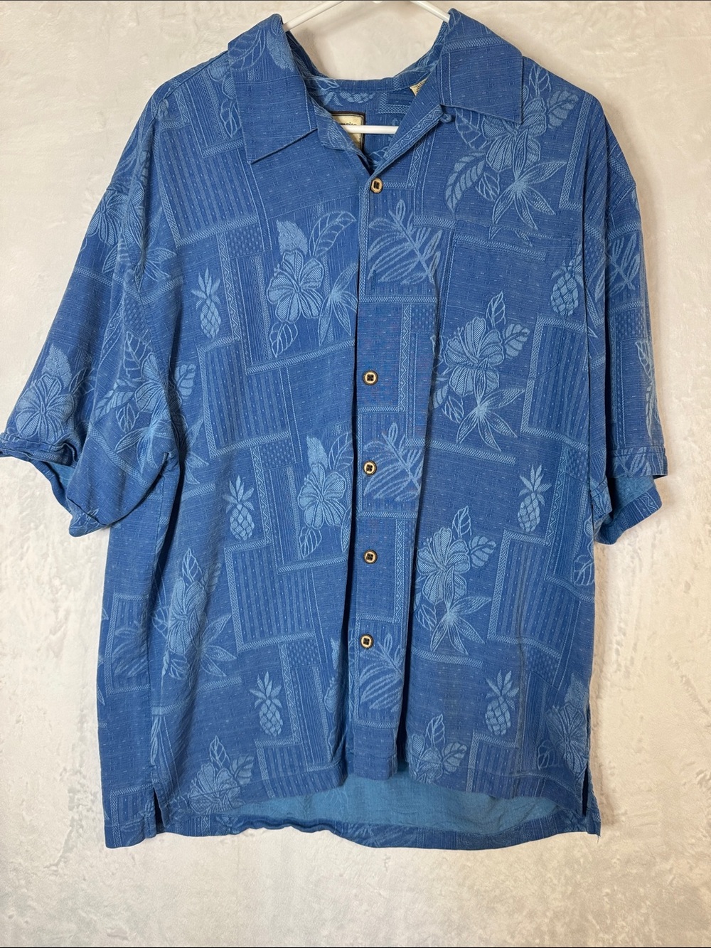 Jamacia Jaxx XL Blue Floral Short-Sleeve Hawaiian Print Button-Up Shirt